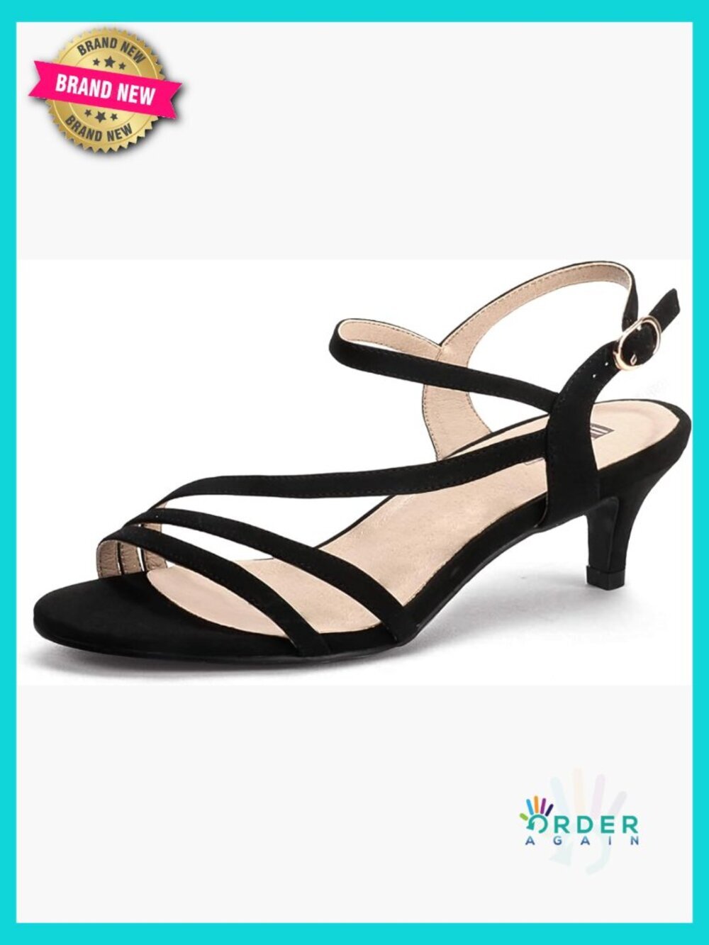 Strappy Kitten Heel Sandals Slingback Open Toe Dress Shoes Women's Summer